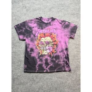 Metallica Tour Tee Men's XL Black/Purple Tie Dye Pushead Tropical Skull Metal